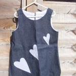 Girls denim applique heart ..