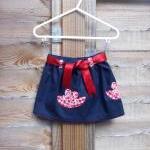 Girls navy and red flower a..