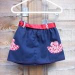 Girls navy and red flower a..