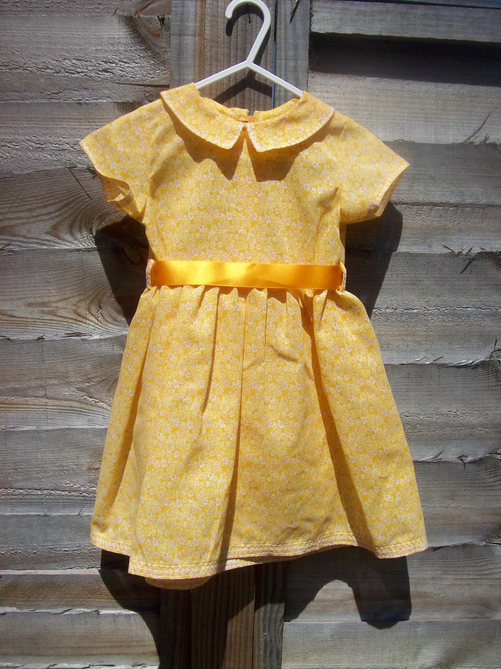 Baby girls orange cotton floral dress and knickers/pants