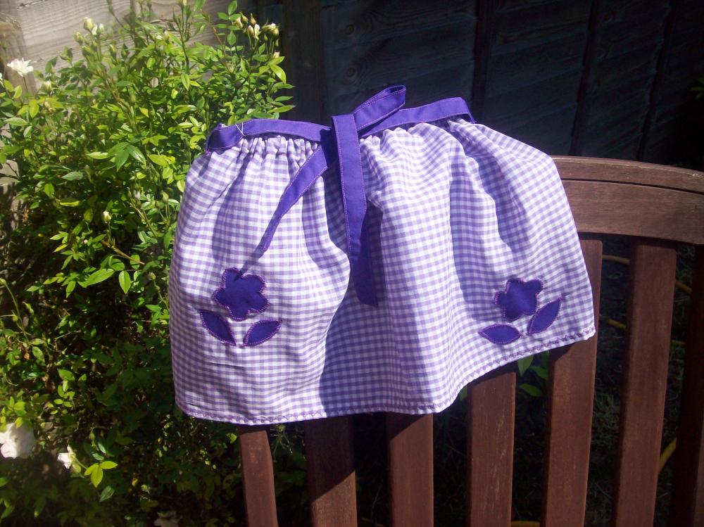 Baby girls purple gingham skirt, slippers, knickers/pant set